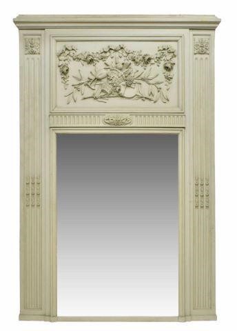 Appraisal: French Louis XVI style painted trumeau mirror th c molded