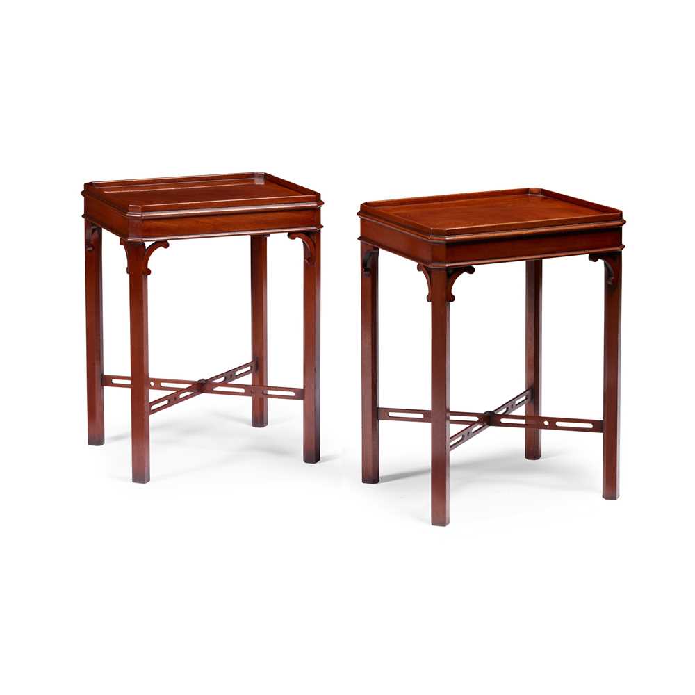 Appraisal: PAIR OF GEORGIAN STYLE MAHOGANY OCCASIONAL TABLES PROBABLY ARTHUR BRETT