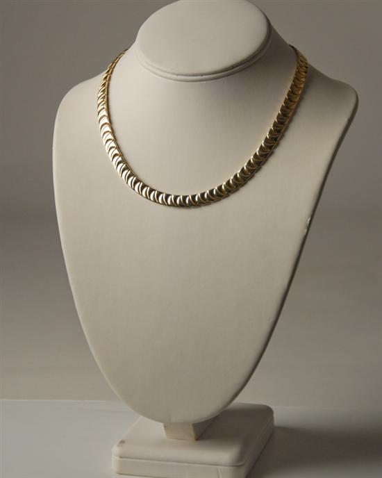 Appraisal: Gold Necklace uniformed tapered and polished crescent shaped links marked