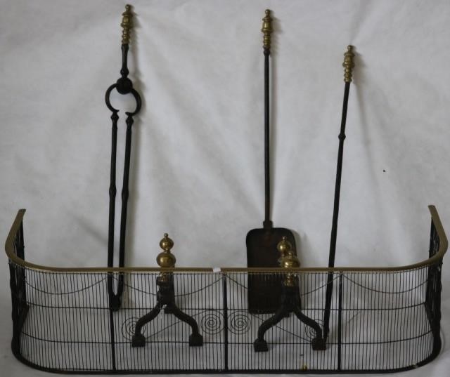 Appraisal: PIECES OF EARLY TH C FIREPLACE ACCESSORIES TOINCLUDE WIRE AND