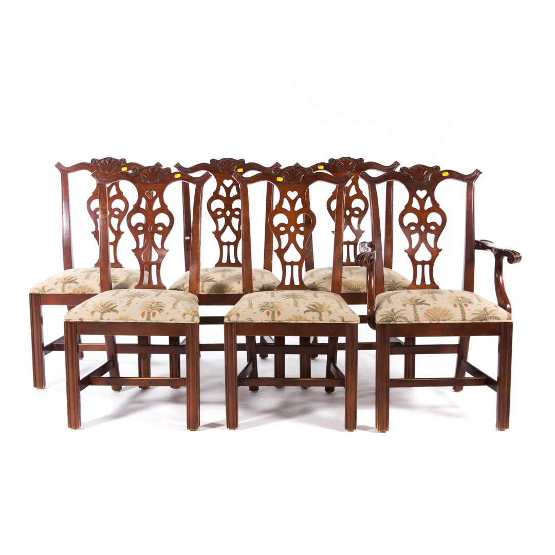 Appraisal: Set of Chippendale style mahogany dining chairs comprising one arm