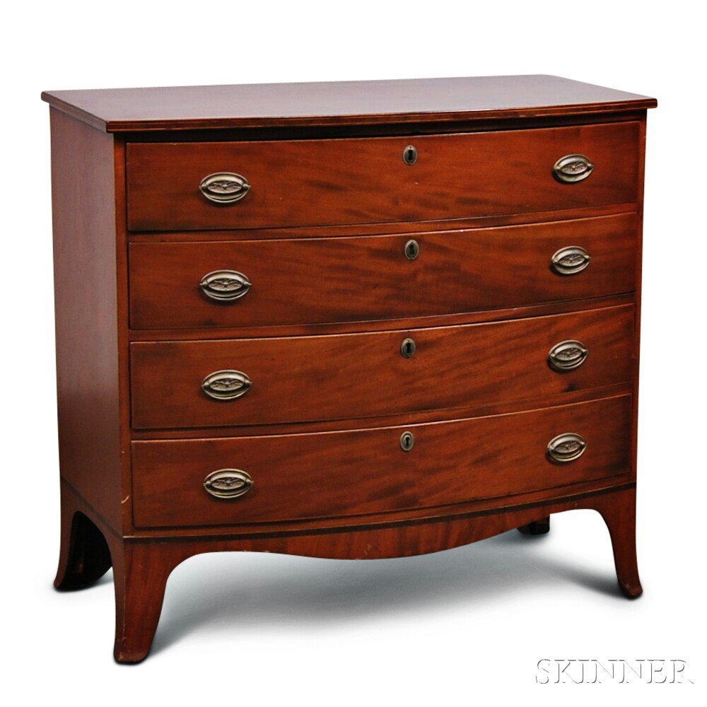 Appraisal: Federal Inlaid Mahogany Bow-front Chest of Drawers America early th