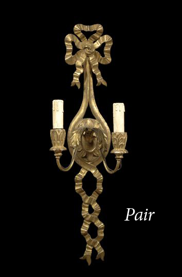 Appraisal: Pair of Louis XVI-Style Giltwood Appliques early th century each