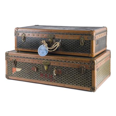 Appraisal: Two Goyard Y Toile and Leather Suitcases Estimate -