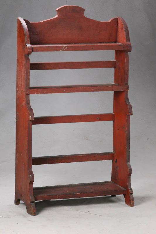 Appraisal: SET OF HANGING SHELVES Red stain with three shelves and