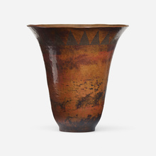 Appraisal: Claude Linossier DINANDERIE VASE France c hammered copper and mixed