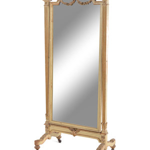 Appraisal: A Neoclassical Painted Cheval Mirror th Century Height x width