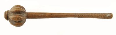 Appraisal: A Fiji throwing club with incised zig-zag decorated handle inscribed