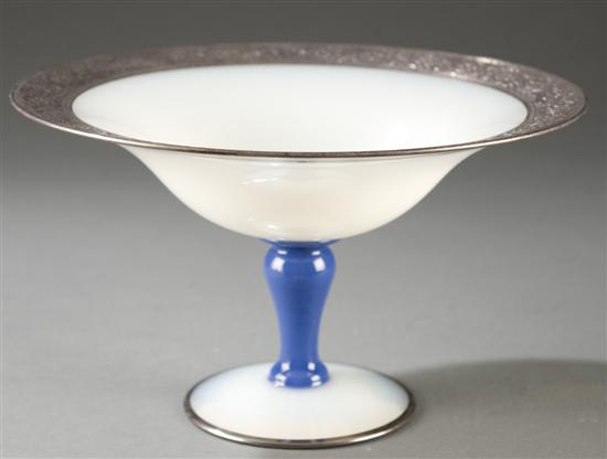 Appraisal: Pearl opalescent glass compote and covered cheese dish Attributed to