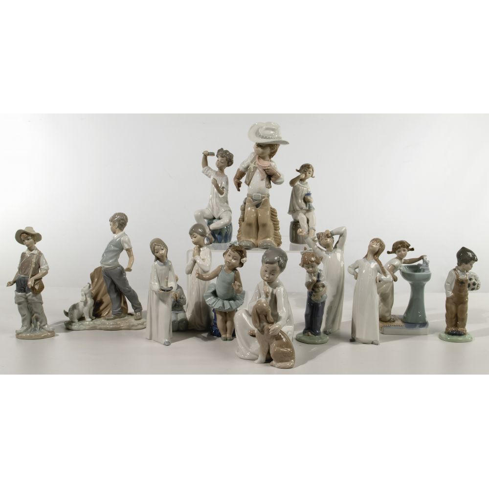 Appraisal: LLADRO FIGURINE ASSORTMENT items including Boy Yawning retired Girl Stretching