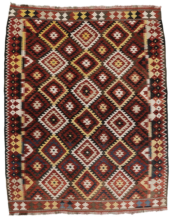 Appraisal: Kilim Carpet Turkish th century rows of serrated diamonds geometric