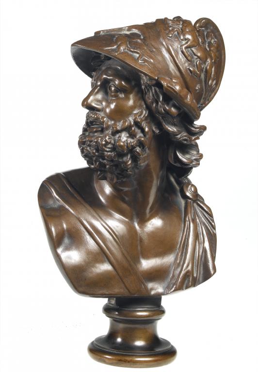 Appraisal: A FRENCH BRONZE BUST OF AJAX BARBEDIENNE FOUNDRY after the