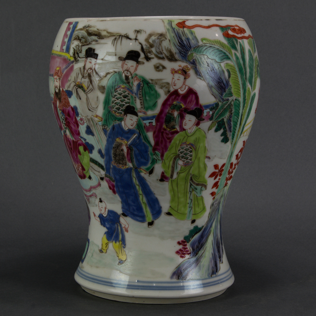 Appraisal: FAMILLE ROSE VASE Famille rose vase decorated with various court