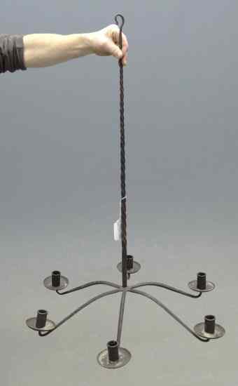 Appraisal: Blacksmith made arm iron chandelier '' W '' Ht