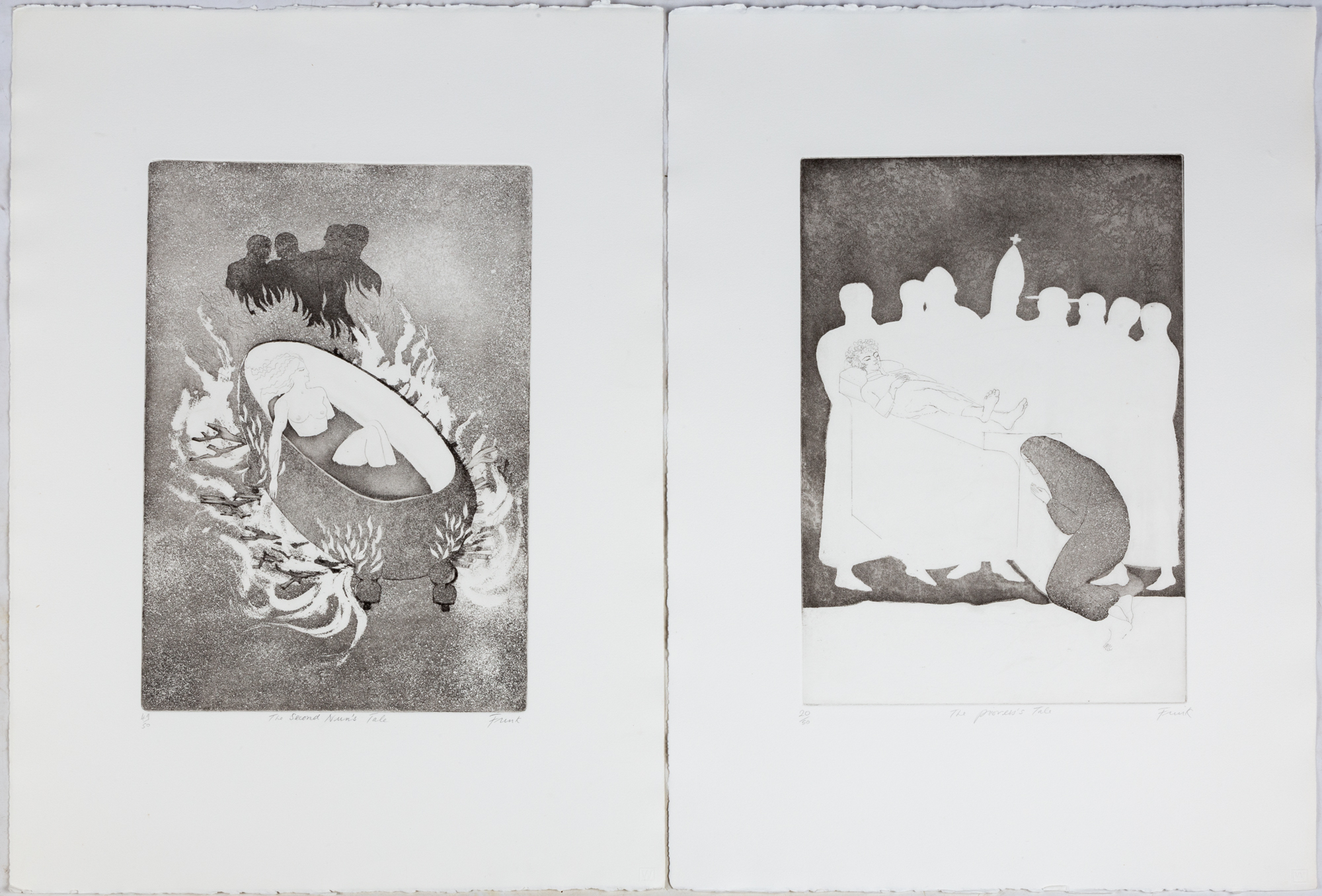 Appraisal: DAME ELISABETH FRINK ETCHINGS FROM CHAUCER S CANTERBURY TALES etchings