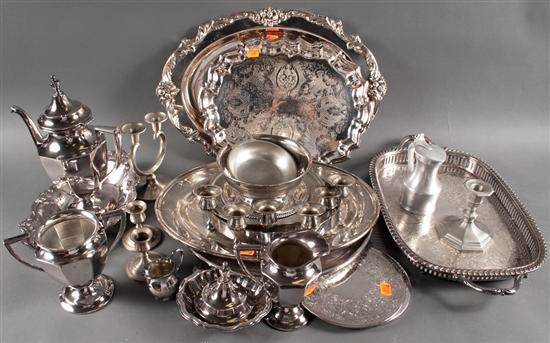 Appraisal: Large assortment of silver-plated trays bowls etc