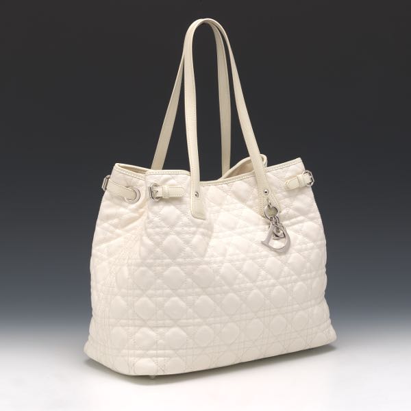 Appraisal: DIOR CANNAGE PANAREA TOTE x x Ivory coated canvas double