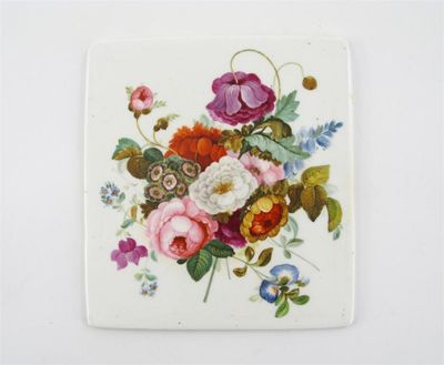 Appraisal: An English porcelain rectangular plaque painted with a colourful mass