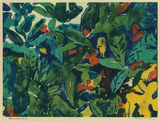 Appraisal: ROMARE BEARDEN - Tropical Flowers Color aquatint circa - x