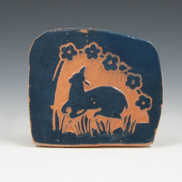 Appraisal: Margaret Cable UND Deer Tile Deer tile by Margaret Cable