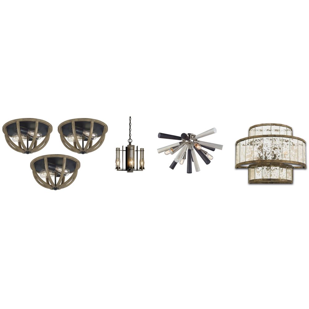 Appraisal: FEISS WOOD AND METAL CEILING LIGHT ASSORTMENT Allier flush mount