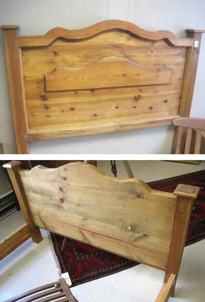 Appraisal: ANTIQUE STYLE PINE BED WITH RAILS rustic high western design