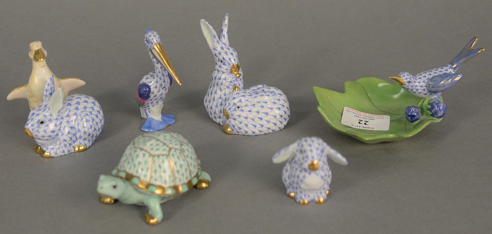 Appraisal: Six small Herend porcelain figures to include rabbits birds and