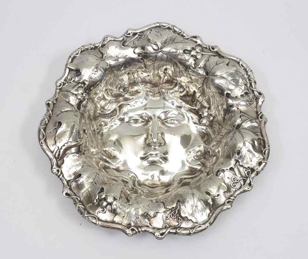 Appraisal: ART NOUVEAU STERLING SILVER LARGE BOWL Woman's face at bottom