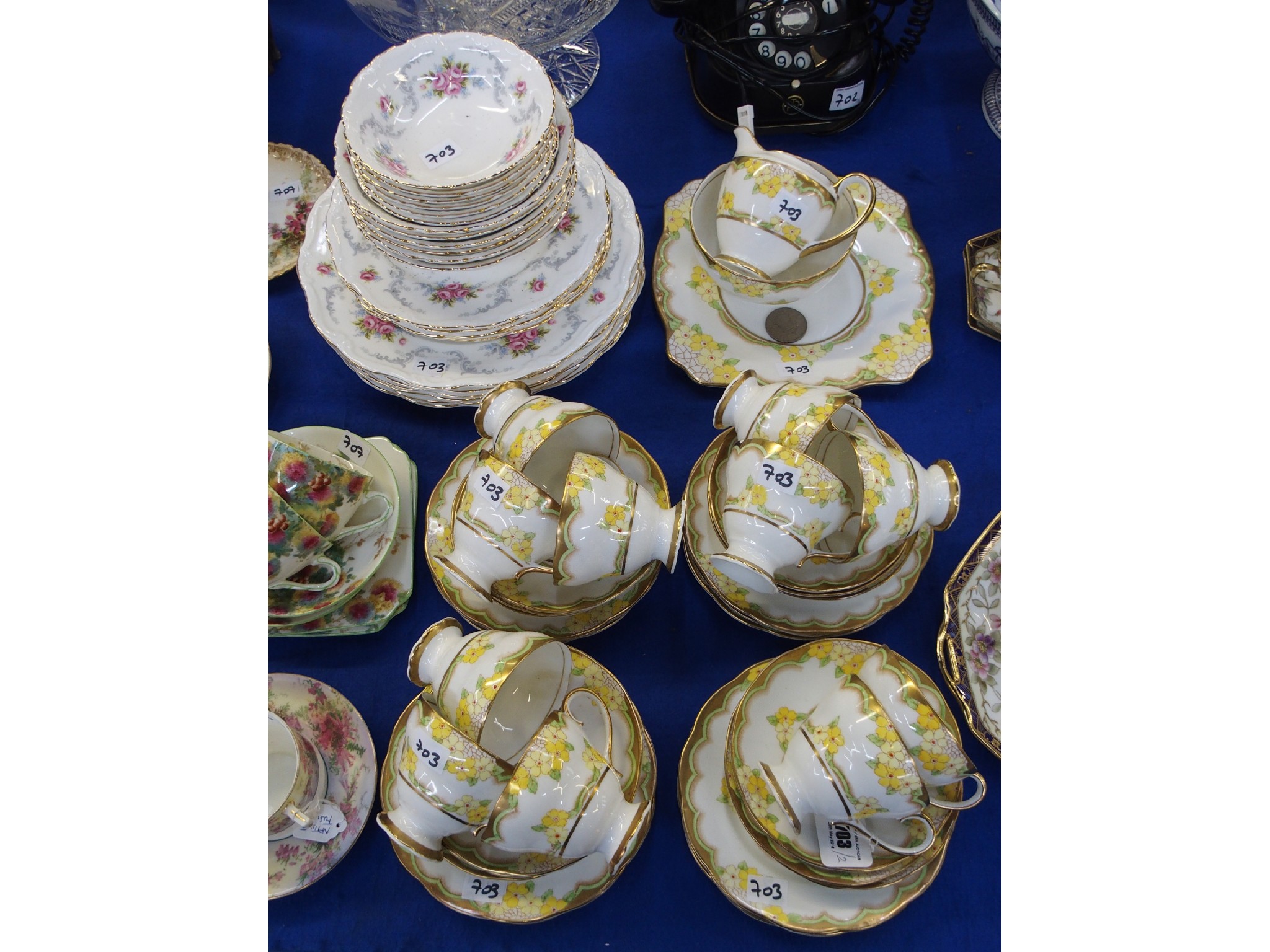 Appraisal: Salisbury teaset decorated with yellow primroses and Royal Albert Tranquility