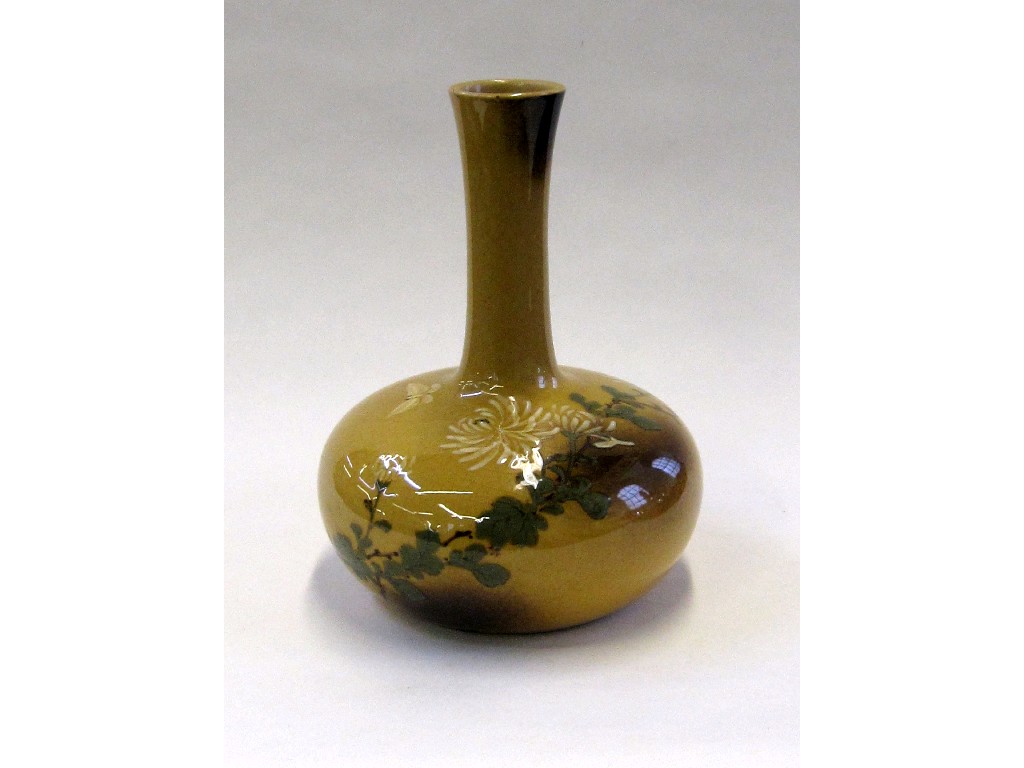 Appraisal: Oriental pottery vase with foliate decoration on mustard ground and