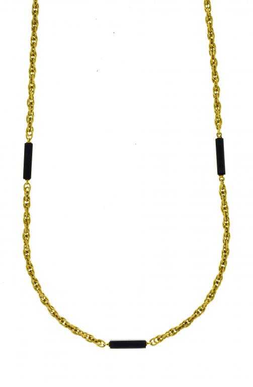 Appraisal: A GOLD ROPE NECKLET with six black onyx links g