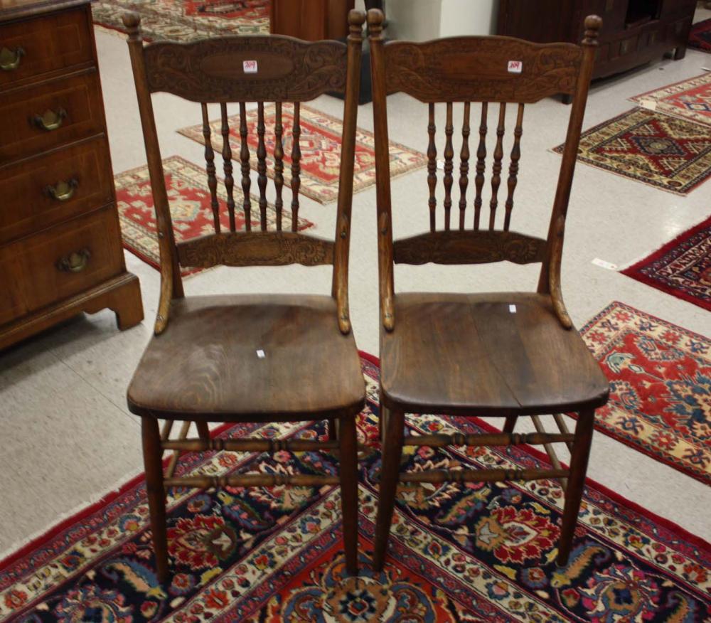 Appraisal: A SET OF SEVEN ANTIQUE PRESS-BACK DINING CHAIRS American c