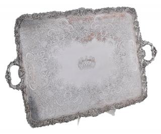 Appraisal: Large Silver Plated Tray Probably English late th century two