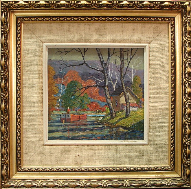 Appraisal: Vernon Wood Two paintings One Delaware River canal landscape oil