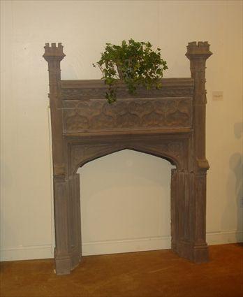 Appraisal: GOTHIC REVIVAL STONE CHIMNEYPIECE x x in with a x