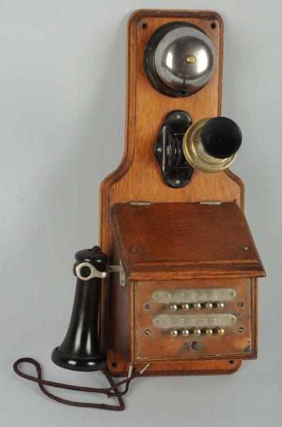 Appraisal: Couch Seeley Mini Fiddleback Intercom Telephone Circa oak station buttons