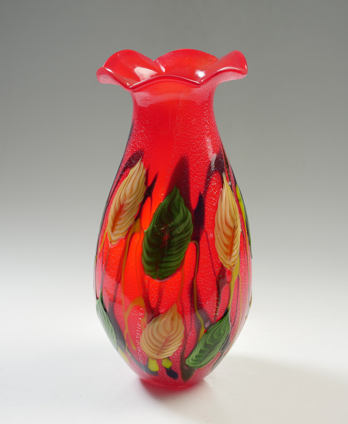 Appraisal: LARGE MURANO ART GLASS VASE Red art glass Murano vase