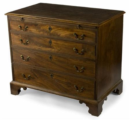 Appraisal: A George III mahogany chest with ogee moulded rectangular top