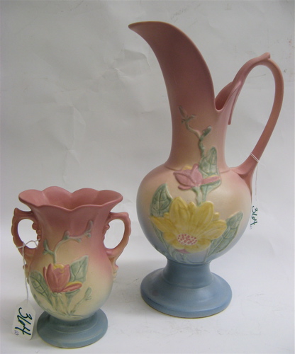 Appraisal: TWO AMERICAN HULL ART POTTERY PIECES in the Magnolia pattern