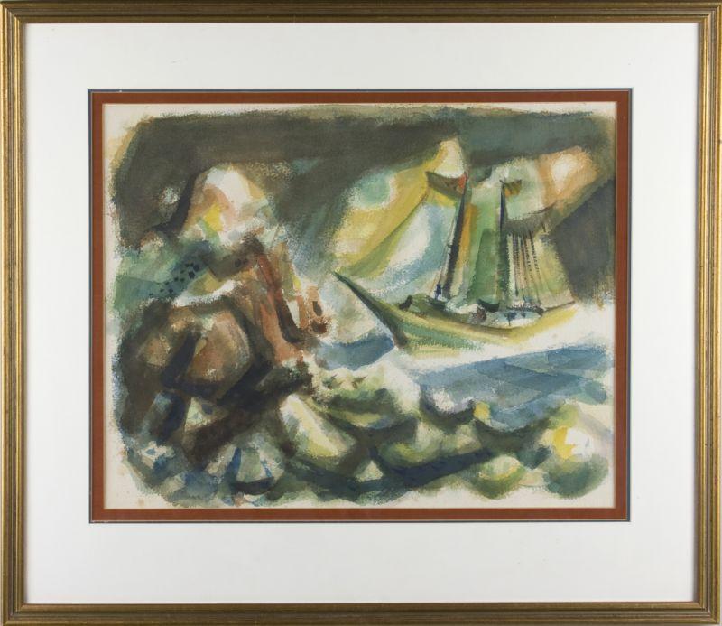 Appraisal: Kenneth Ness NC - Maritime Scene watercolor on paper signed