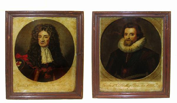 Appraisal: A pair of reverse prints on glass one with a