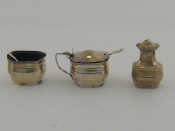 Appraisal: A three piece cruet the mustard and salt with blue