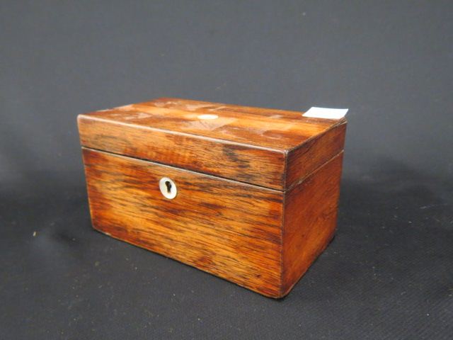 Appraisal: Rosewood Tea Caddy Box mother-of-pearl inlay x th century