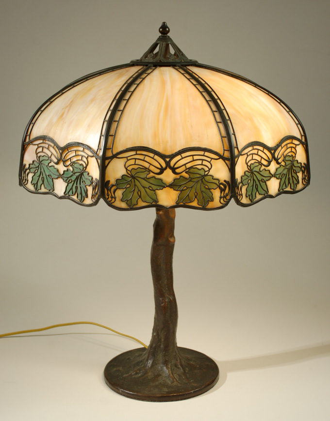 Appraisal: HANDEL GLASS AND BRONZE TABLE LAMP The Handel Lamp Co