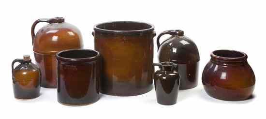 Appraisal: A Group of Seven American Stoneware Articles Peoria Pottery comprising