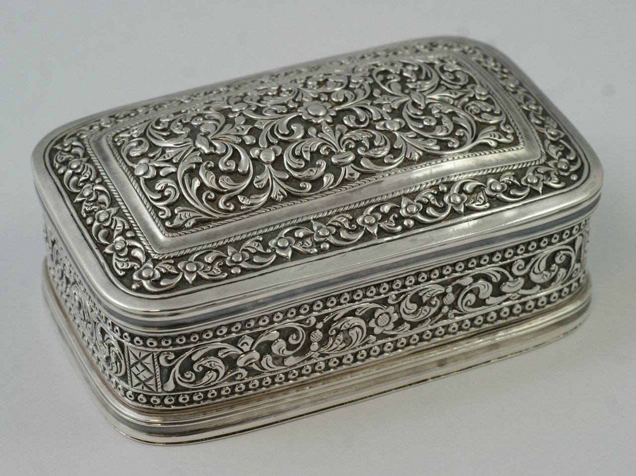 Appraisal: Rectangular Indian Silver Box with all over decoration and engraved