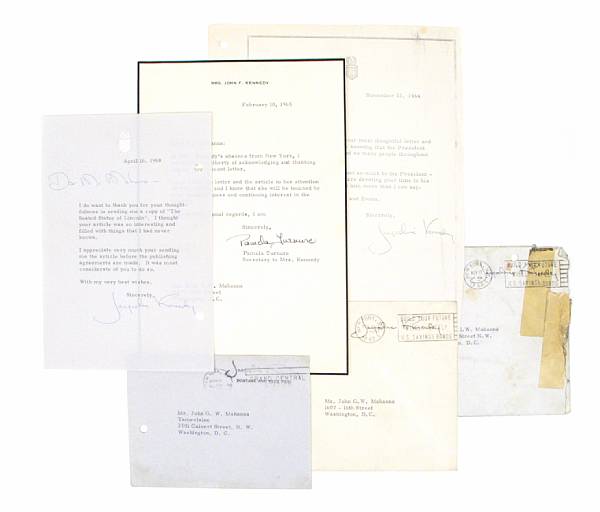 Appraisal: ONASSIS JACQUELINE BOUVIER KENNEDY - Typed Letters Signed Jacqueline Kennedy