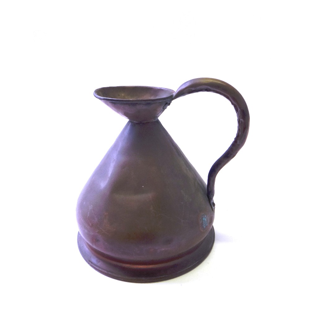 Appraisal: A set of six copper measuring jugs th century four