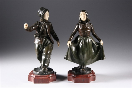 Appraisal: AFTER PAUL D'AIRE French - Two Dutch Figures Cast bronze