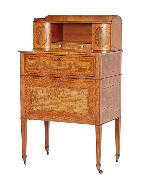 Appraisal: A GEORGE III SATINWOOD AND SABICU BONHEUR-DU-JOUR ATTRIBUTED TO GEORGE